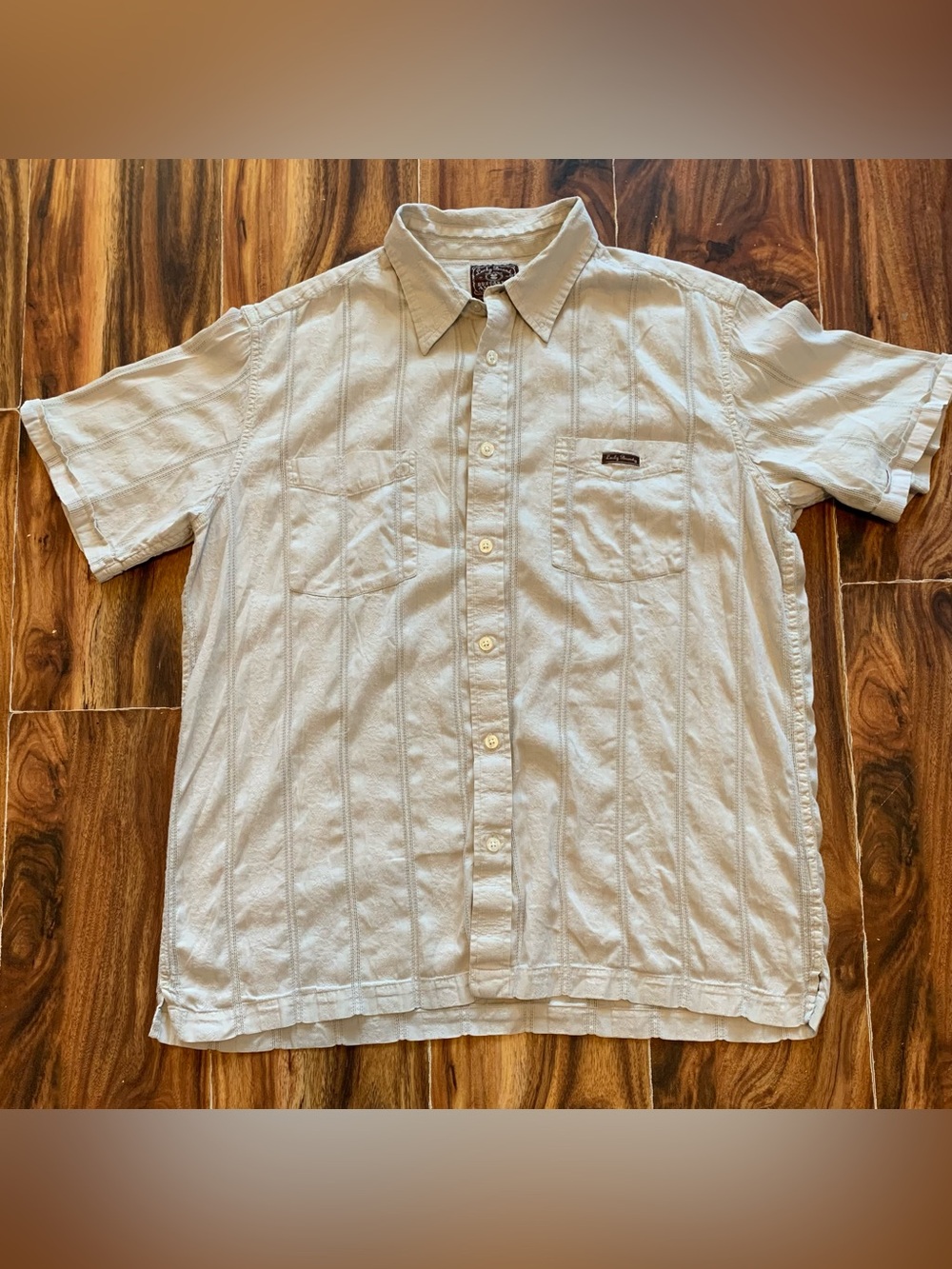 Lucky Brand Off White Short Sleeve Cotton XL Mens Top.              3341
